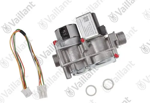 Vaillant Gasarmatur mit zwei Anschlüssen, Motor und Kabelbaum. Enthält Dichtungen. Einheit für Heizungs- oder Warmwassersysteme.